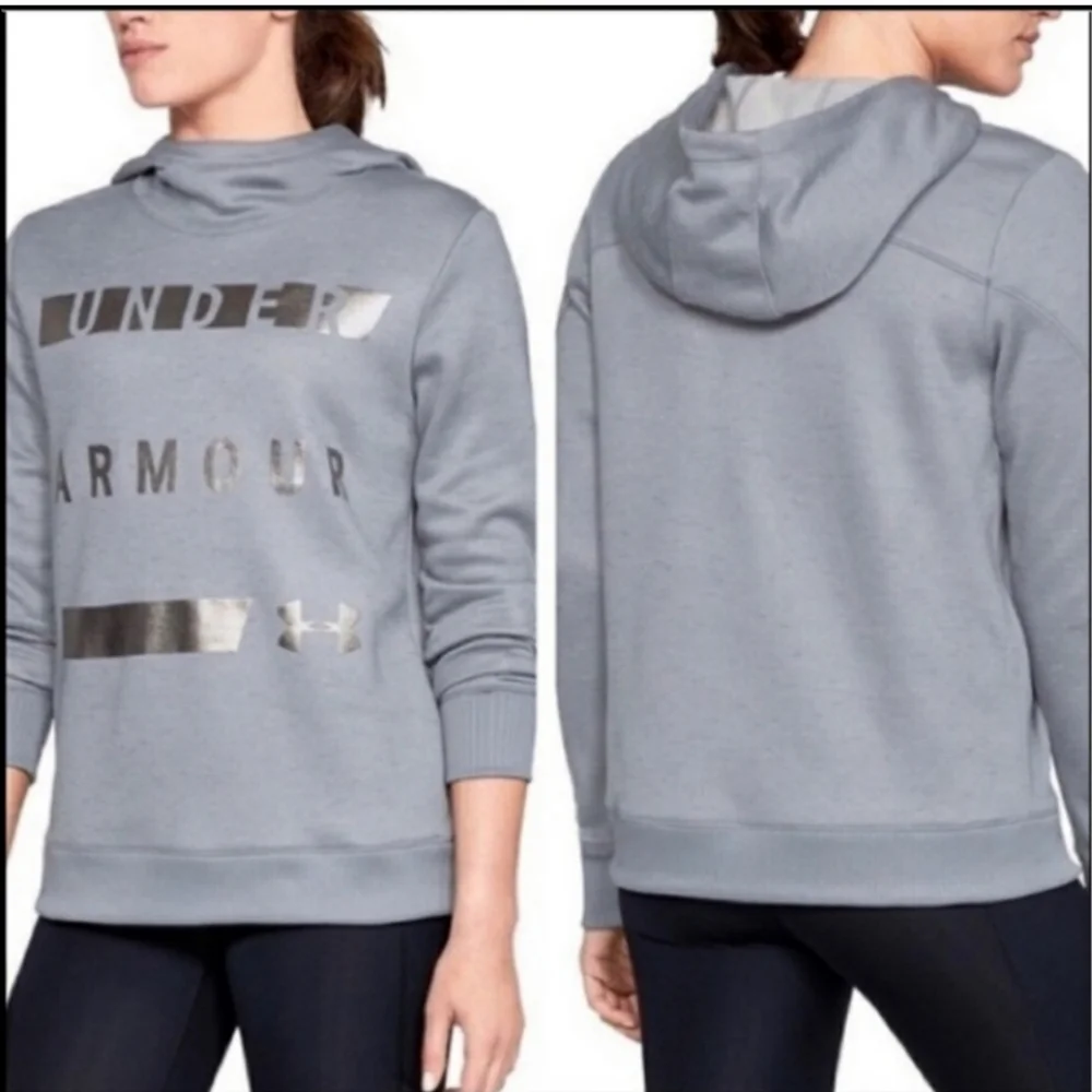 Under Armour Pullover Fleece Hoodie Sweatshirt Steal Gray Silver